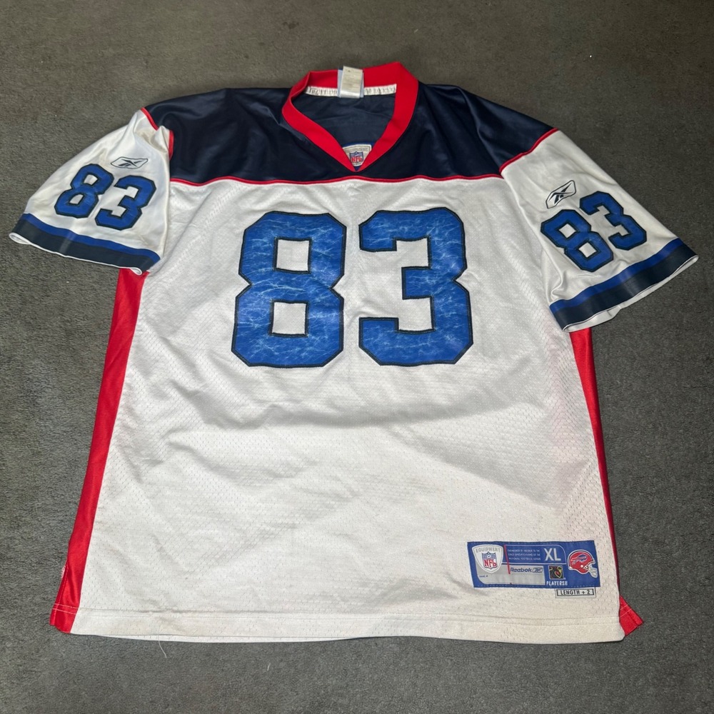 Reebok NFL Equipment Buffalo Bills Lee Evans 83 Jersey Mens XL White Navy Red